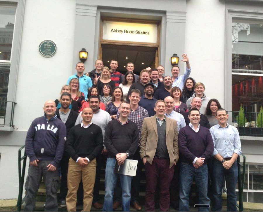 Corporate team outside Abbey Road Studios
